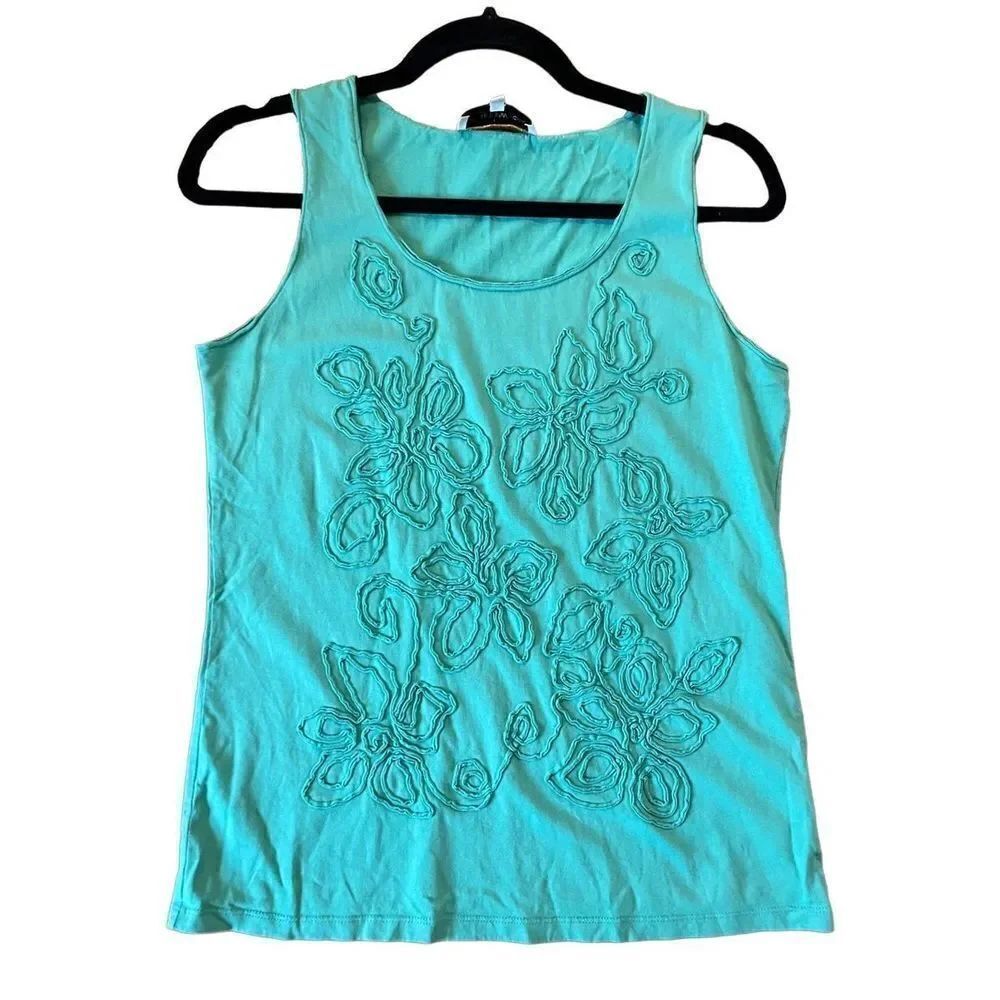 Jones New York green embroidered floral tank